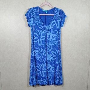 03142 Fresh Produce blue floral cap sleeve dress S